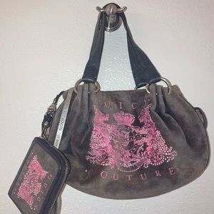 Vintage grey pink and black rhinestone juicy couture purse and wallet